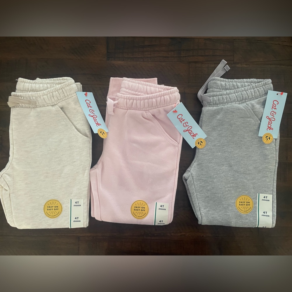 Cat & Jack Toddler Girls Jogger Sweatpants Girls Size 4T Lot Of 3 NWT